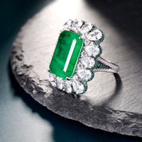 Frosty Sterling Silver Green Emerald Ring - Sterling Hearts