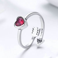 Sterling Silver Ring Female Heart Can Be Front And Back - Sterling Hearts