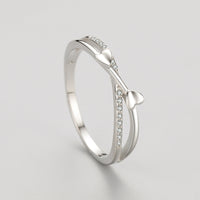 S925 Silver Romantic Cross Heart Ring - Sterling Hearts