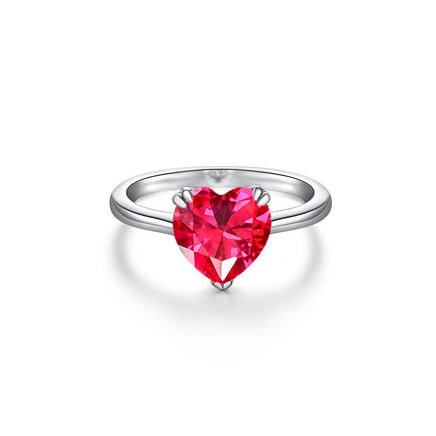 Silver 4-carat Heart Shaped High Carbon Diamond Ring - Sterling Hearts