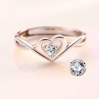 Pure Silver 990 Love Zircon Ring Fashion - Sterling Hearts