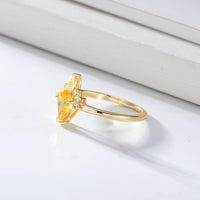 S925 Sterling Silver Drop Shape Yellow Zircon Ring - Sterling Hearts