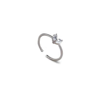 S925 Sterling Silver French Style Gang Drill Love Heart-shaped Ring