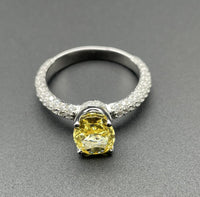 S925 Silver Cubic Zirconia Yellow Simple Elegant Ring Women - Sterling Hearts