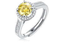 Silver S925 Yellow For Women Moissanite Ring Adjustable Mouth - Sterling Hearts