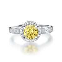 Silver S925 Yellow For Women Moissanite Ring Adjustable Mouth - Sterling Hearts