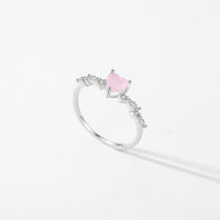 S925 Sterling Silver Pink Love Heart-shaped Ring