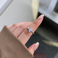 S925 Sterling Silver Ring Heart-shaped Ice Flower Cut Zircon - Sterling Hearts