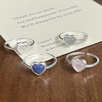 S925 Silver Minimalist Natural Crystal Ore Mini Heart Ring - Sterling Hearts