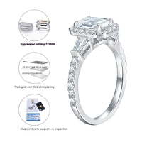 925 Sterling Silver D-color Emerald Cut Moissanite Ring - Sterling Hearts