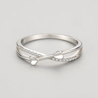 S925 Silver Romantic Cross Heart Ring - Sterling Hearts