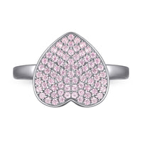 S925 Sterling Silver Ring Heart-shaped Zircon Jewelry Platinum Plating Women - Sterling Hearts