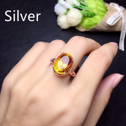 Sterling Silver Cut Topaz Citrine Ring - Sterling Hearts