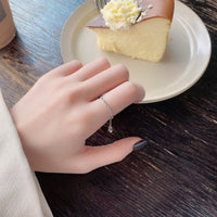 Sterling Silver Round Bead Stitching Love Tassel Heart Ring