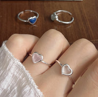 S925 Silver Minimalist Natural Crystal Ore Mini Heart Ring - Sterling Hearts