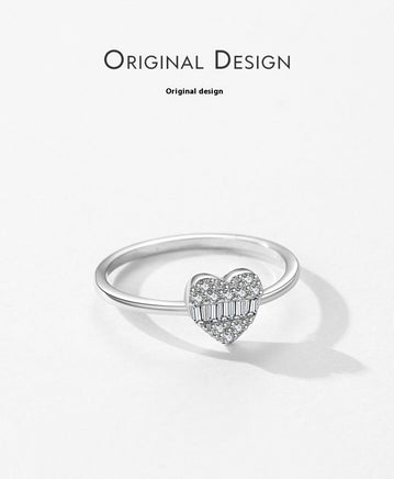 Women's S925 Sterling Silver Light Extravagant Love Heart Ring - Sterling Hearts