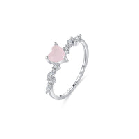 S925 Sterling Silver Pink Love Heart-shaped Ring