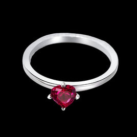 Heart-shaped Ring Inlaid With Red Garnet Zircon - Sterling Hearts