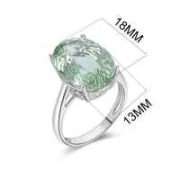 Luxury Retro 925 Sterling Silver Ring Large Grain Natural Green Amethyst Gemstone Ring - Sterling Hearts