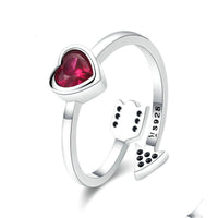 Sterling Silver Ring Female Heart Can Be Front And Back - Sterling Hearts