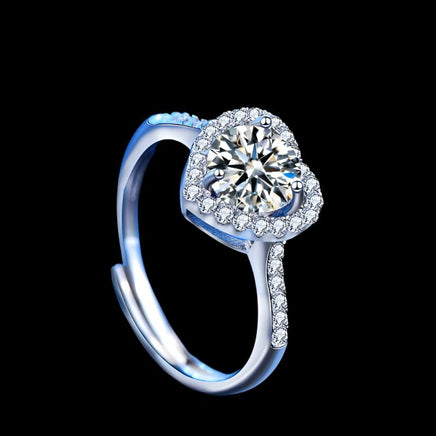 Moissanite Live Heart Diamond Ring - Sterling Hearts