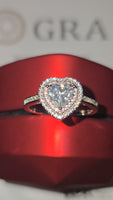 Radiant Embrace - Pink Halo Edition 1.5ct Double Halo Heart Moissanite Ring