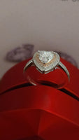 Radiant Embrace - Pink Halo Edition 1.5ct Double Halo Heart Moissanite Ring