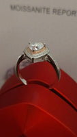 Radiant Embrace - Pink Halo Edition 1.5ct Double Halo Heart Moissanite Ring